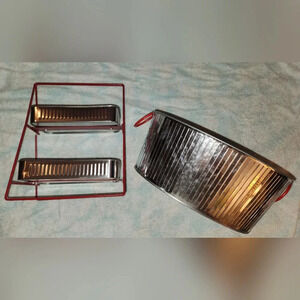 Red Silver Metal tier tray beverage bucket bundle set